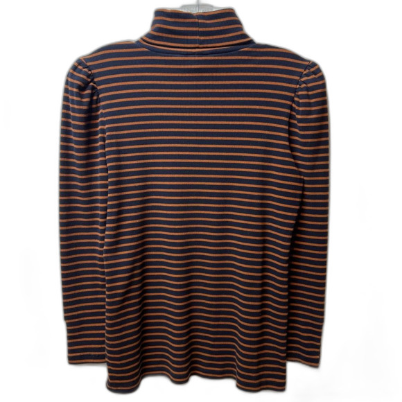 Talbots Petites Striped Turtleneck Sweater Navy Bronze Size Mp - Picture 2 of 5
